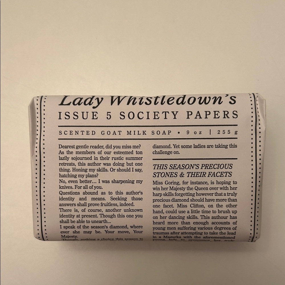 NEW NWT Issue 5 Lady Whistledown's Scented Goat Milk Soap 9 oz